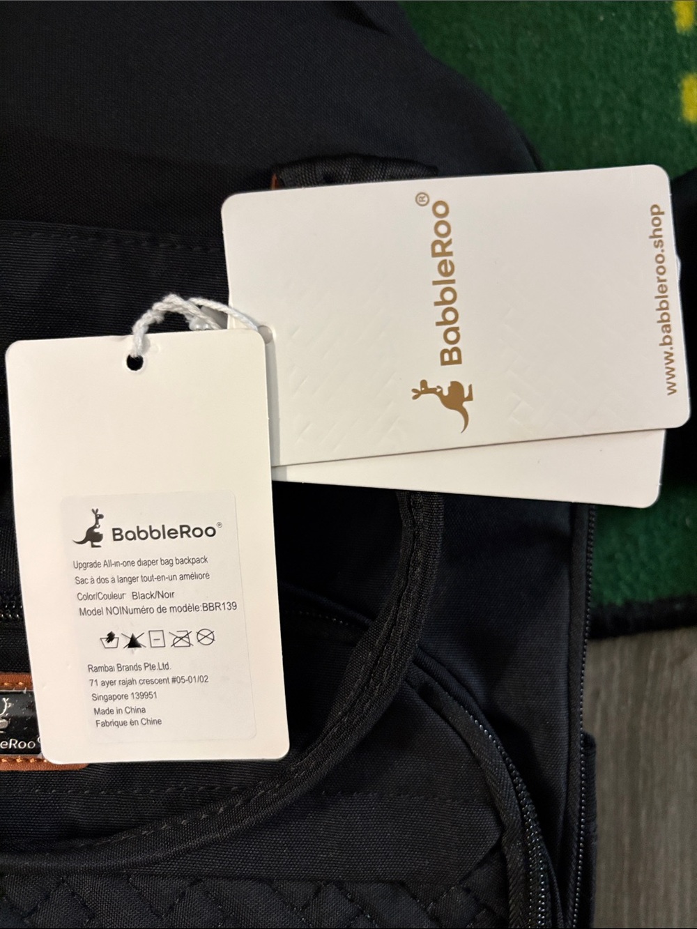 BobbleRoo All in One Diaper Backpack Black - Picture 2 of 5